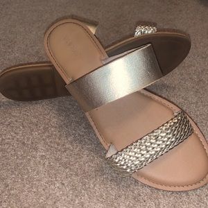 Gold Double Strap Sandal Flip Flops